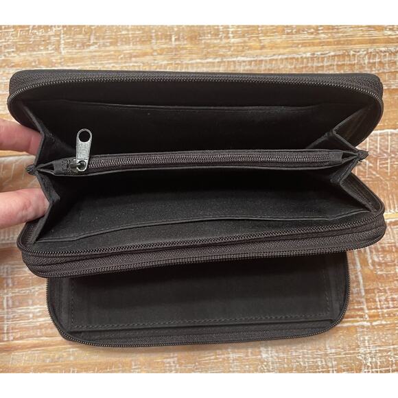 Mundi Black Nylon All In One Organizer Wallet Multiple Compartments Zip Around - Picture 4 of 7